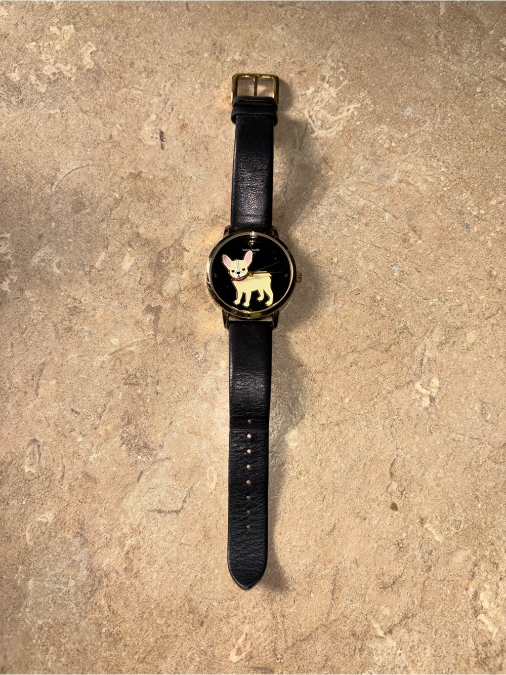 kate spade Black & Gold frenchie dog watch - Picture 3 of 4